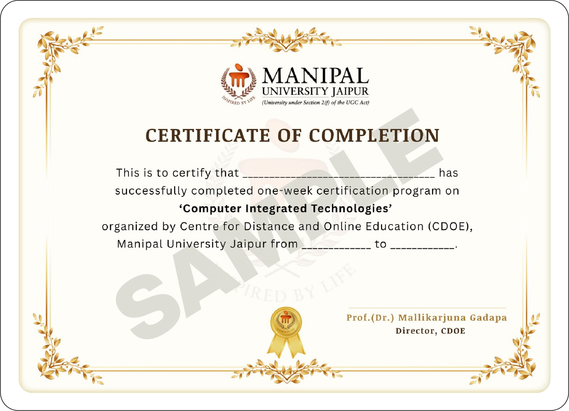 Sample Certificate