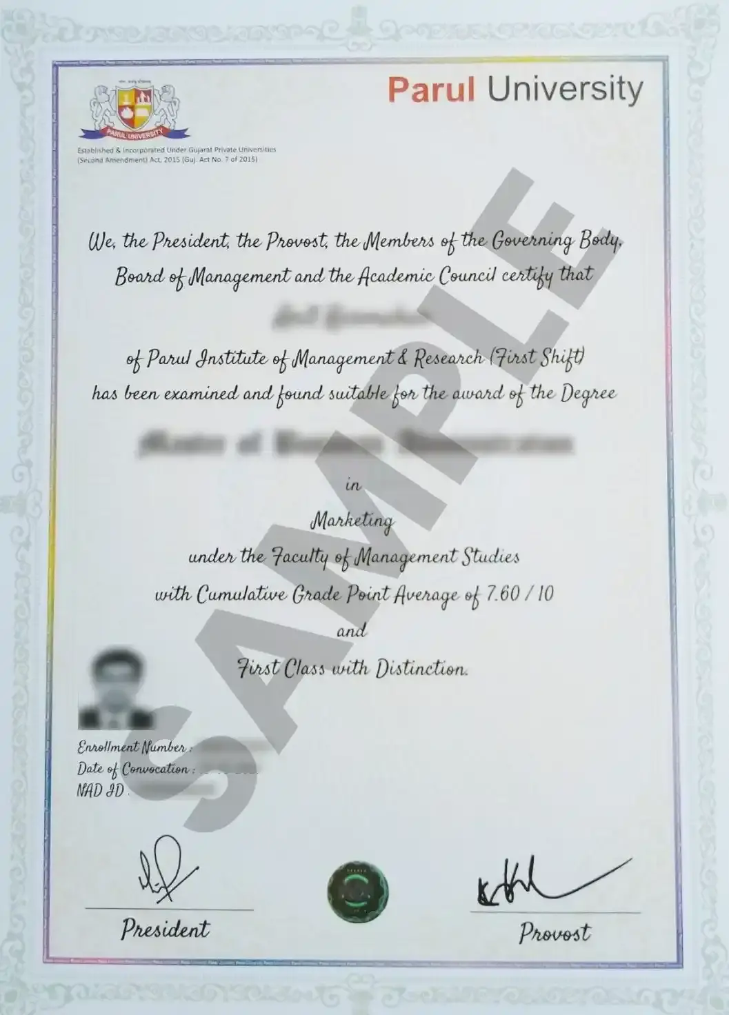 Sample Certificate