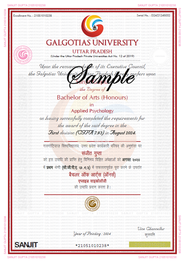 Sample Certificate